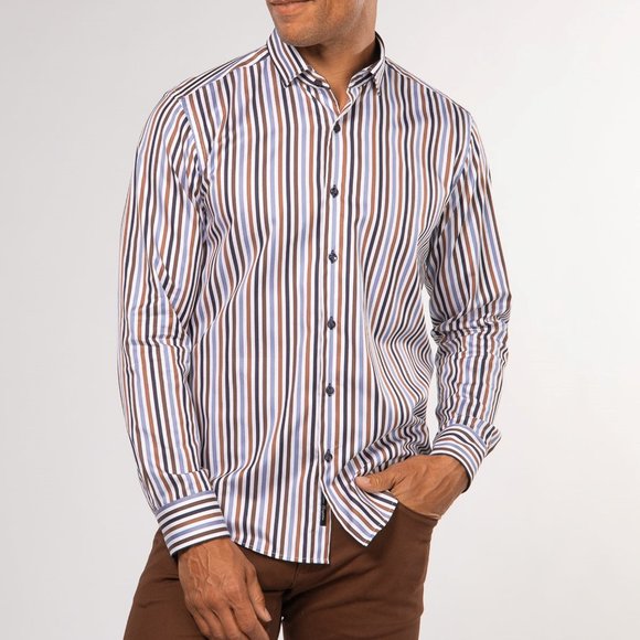 ORVIETO STRIPED SATEEN SHIRT - Picture 1 of 4